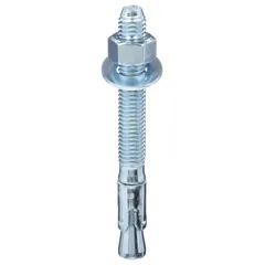 Steel wedge anchors for fastening structural elements to solid concrete. Each anchor has a 1/4 in diameter, 1/4"-20 thread size, and zinc-plated finish. Supplied in a 100-pack. Suitable for mounting equipment, machinery, and fixtures in heavy-duty applications.