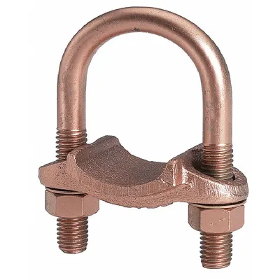BURNDY Grounding Connector: Copper, 2 in Pipe/2 in to 2 3/8 in Rod - Pipe and Rod U-Bolt Ground Clamps