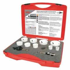 This 11-piece hole saw kit is designed for cutting holes in multi-materials such as wood, metal, and plastic. Each saw is made from high-speed steel with 7 teeth per inch, providing efficient cutting across various substrates. The maximum cutting depth is 38 mm. Suitable for applications in plumbing, electrical, and HVAC installations requiring clean, precise holes.