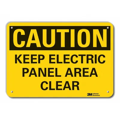LYLE Tanda Peringatan Panel Listrik Reflektif: Aluminium, Pemasangan Lubang Pemasangan Tanda - Caution: Keep Electric Panel Area Clear Signs