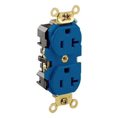 LEVITON Steker dan Stopkontak: Dupleks, 5-20, Biru, 125V AC, 20 A, 2 Kutub / 3 Kawat (MPN 5362-BU) - General Purpose Receptacles