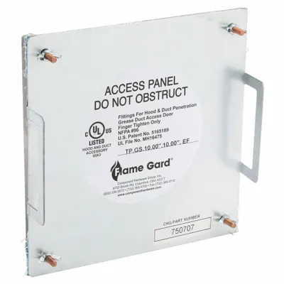 Pintu Akses Saluran FLAME GARD: 10 in x 10 in, 16 ga, Baja, Sekrup Jempol, Peringkat Suhu Maks 2.300°F - Fire-Rated Flat Access Doors
