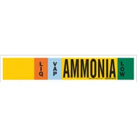 Ammonia adhesive pipe marker for low-pressure LIQ/VAP service. Fits 8 in and larger pipe outer diameter. Supplied without arrows. Suitable for identifying ammonia lines in industrial refrigeration systems to meet IIAR labeling requirements