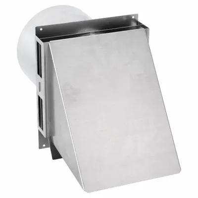 TJERNLUND Vent Hood: Vented Rain Cap, Round, 6 in Duct, 5052, Aluminum, Silver Finish - Wall & Soffit Vent Caps