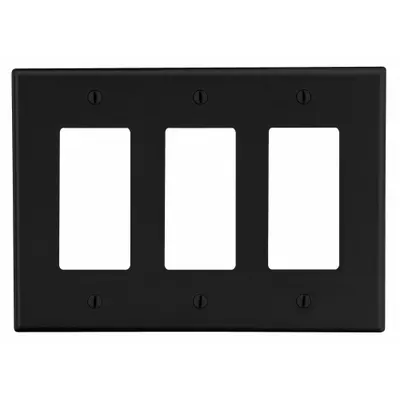 HUBBELL Pelat Dinding: Decorator-Rocker, 3 Gang, Hitam - General Purpose Wall Plates