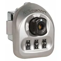 MASTER LOCK Locker Lock: Silver, Right, 1/4 in Mounting Hole Dia., 19/64 in Latch Bolt Projection (MPN 3630-02)