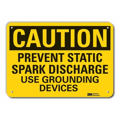 LYLE Rambu Peringatan: Plastik, Pemasangan Lubang Pemasangan Rambu, Ukuran Rambu Nominal 7 inci x 10 inci - Caution: Prevent Static Spark Discharge Use Grounding Devices Signs
