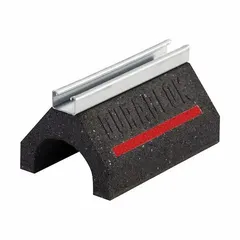 Galvanized steel support block with rubber base for securing and isolating conduit, cable trays, or piping. Base size 4.8 in L x 6 in W, overall length 9.6 in. Provides vibration dampening and corrosion resistance in industrial and commercial installations.