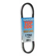 Cogged V-belt for power transmission in automotive and industrial drive systems. Features a 38° angle, 7/16 in thickness, and polyester reinforcing cord. Suitable for applications requiring flexibility and reduced bending resistance, such as engine accessories, pumps, and compressors.