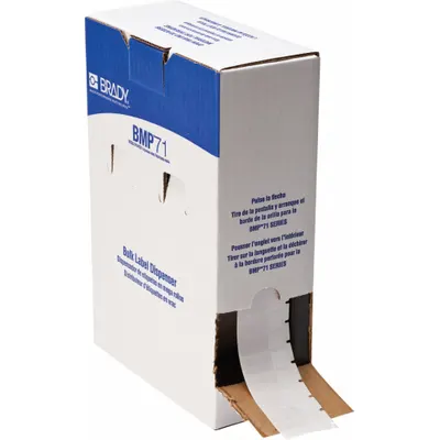 Label Pembungkus BRADY: 1 1/2 in x 1/2 in, 1/2 in, Vinil, Putih (Matte) - Brady Precut Label Rolls