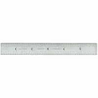 STARRETT Steel Rule, Spring Tempered: C606R-6, 6 in, 0.05 in Thick, 1/10 in/1/50 in, Chrome, Black