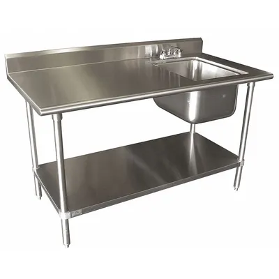 ADVANCE TABCO Scullery Sink: 1 Bowls, 40 1/2 in Overall Ht, 60 in Overall Lg - One-Bowl Freestanding Kitchen & Bar Sinks with Faucets
