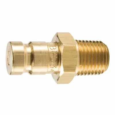 PARKER Nipple: 1/8 in, 1/4"-18 Thread Size, Male NPTF, NPTF, Kuningan - PD Series Hydraulic Quick-Connect Coupling Plugs