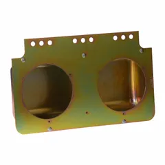 Steel vehicle light mount and bracket. Measures 12 7/8 inches long, 7 3/4 inches high, and 2 5/8 inches wide. Used to mount lighting on trucks, trailers, and heavy equipment.