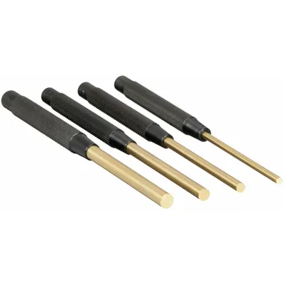 STARRETT Set Pelubang Pin Dorong: Non-Percikan, 1/4 in_3/8 in_3/16 in_5/16 in Diameter Ujung - Flat-Tip Pin Removing Punch Sets