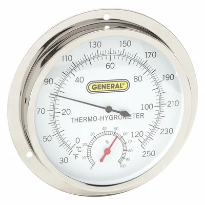 GENERAL Higrometer Analog: Rentang Kelembaban 0% hingga 100%, Dinding - Wall Mount Dial Temperature & Humidity Gauges