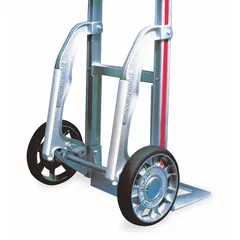 This stair and curb climber attachment converts a standard hand truck into a stair-climbing dolly. It allows operators to move heavy loads up and down stairs or over curbs with reduced physical strain. Compatible with Magliner hand trucks. Load capacity: 500 lb. Dimensions: 16 in H x 6 in W.
