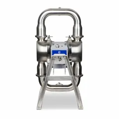 This FDA-compliant electric diaphragm pump features a stainless steel body with 32 Ra surface finish, 316 SS seat, PTFE diaphragm with Santoprene backing, and SS check valves. It is powered by a three-phase 380-480V AC motor, has a 3-inch port size, and delivers up to 18 ft of head. Suitable for sanitary fluid transfer in food, dairy, beverage, and pharmaceutical applications.