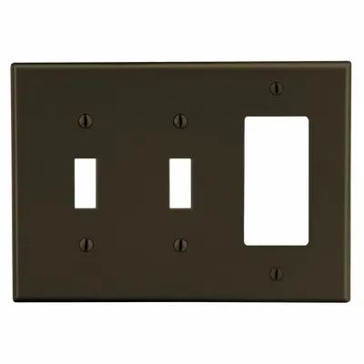 HUBBELL Pelat Dinding: Kombinasi, 3 Gang, Coklat - Combination Wall Plates