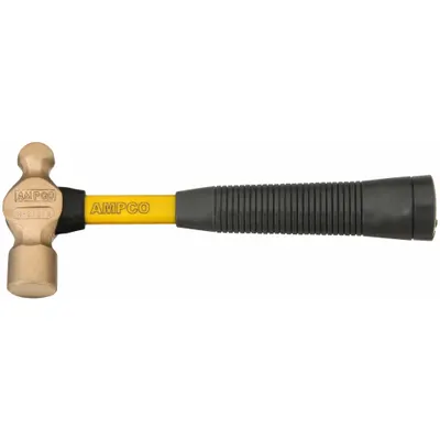Palu Ball Peen AMPCO: Fiberglass, Perunggu Aluminium, 12 oz Berat Kepala, 11 in Panjang Keseluruhan - Non-Sparking Ball-Peen Hammers