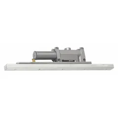 LCN 2215DPS-STD LH AL is a heavy-duty low energy door operator from the 2210 Series, designed for limited-traffic interior/exterior applications. It measures 14 3/8 in length, 2 1/16 in width, and 3 3/4 in height, with an aluminum painted finish. This non-hold open closer is Performance Grade 1 and ADA compliant, suitable for automatic door closing in commercial and industrial settings.