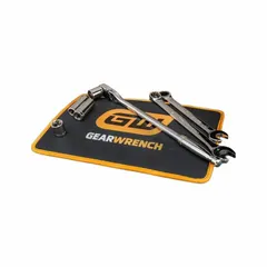 This black PVC magnetic tool mat measures 18 inches by 12 inches and uses high-strength magnets to hold metal tools on any ferrous surface. It is suitable for organizing wrenches, sockets, and pliers in workshops, garages, or job sites.