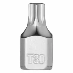 This MILWAUKEE Torx bit socket features a T30 tip size and fixed insert design, with an overall length of 51/64 in. It is used for driving Torx fasteners in assembly, maintenance, and repair tasks across various industries.