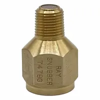 RAY Pressure Gauge Snubber: Brass, Filter, Brass NPT, 3,000 psi Max. Pressure, 0 Pistons, Air/Gases (MPN 747BG)