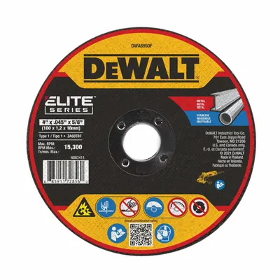 DEWALT Roda Potong Abrasif: Tipe 1, 4" x 0.045" x 5/8", Alumina Zirkonia, 60 Grit - High-Performance Cut-Off Wheels for Carbon & Stainless Steel