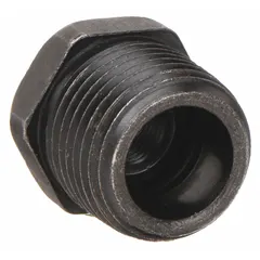 This straight pipe fitting connects male and female NPT threaded pipes of different sizes. Made of zinc-galvanized steel, it is suited for high-pressure fluid or gas lines. Rated for 1,500 psi at 150°F.