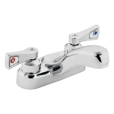 MOEN Keran Kamar Mandi Lengkung Rendah: M-Dura, Kuningan, Lapisan Krom, Laju Aliran 1.2 gpm - Centerset Handle Bathroom Faucets