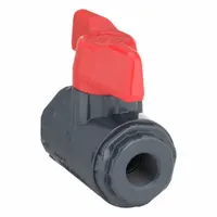 ASAHI Manual Two-Way Ball Valve: 3/8 in, PVC, Straight, 150 psi Max. Pressure (CWP), One-Piece, Tee (MPN 161071003)