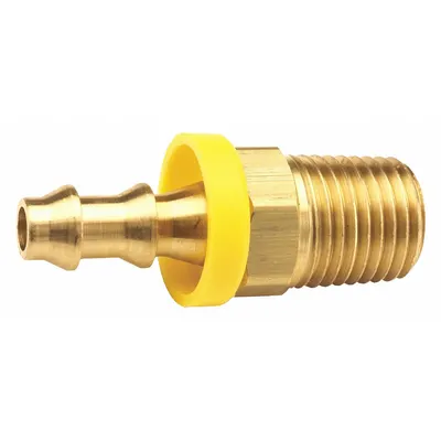 DIXON Fitting Selang Dorong: Hose Barb x NPT, 1/4 in x 3/8 in Ukuran Fitting, Pria x Pria - Brass Multipurpose (Air, Water, Chemical) Push-On Barbed Hose Fittings