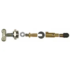 This hydrant repair kit includes part 50250 and is constructed of brass with a chrome finish. It is used for servicing wall and yard hydrants, restoring functionality to outdoor water systems.