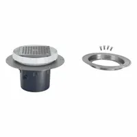 ZURN Floor Drain: 9 7/8 in Overall Dia, 5 in Grate Size, 4 in Nominal Pipe Size, Solvent Weld, PVC (MPN EZ2-PV3-ST-CC)