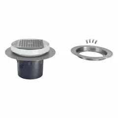This ZURN height adjustable floor drain is made of PVC with a solvent weld connection for a leak-resistant seal. It features a 5 in grate size and 4 in nominal pipe size, includes a stainless steel clamp collar, and comes in a bronze finish. Suitable for commercial and industrial drainage applications where reliable water removal is needed.