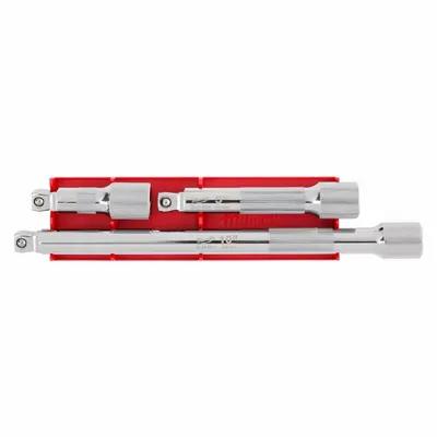 MILWAUKEE Socket Extension Set: 1/2 in Input Drive Size, 1/2 in Output Drive Size - Wobble Hand Socket Extension Sets