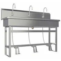 SANI-LAV Wash Station: 45 in Overall Ht, 57 in Bowl Lg, 8 in Bowl Dp, 2 gpm Flow Rate, 16 ga (MPN 56FSL)