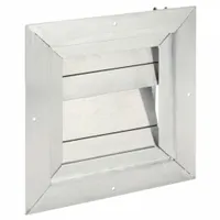 This wall-mount backdraft damper features a single-panel, flat blade design for vertical mounting. It allows vertical airflow in one direction and closes automatically when airflow stops, preventing reverse flow. Constructed with aluminum blades, it is suitable for use in ventilation systems where backdraft prevention is required. Maximum air velocity is 2250 fpm