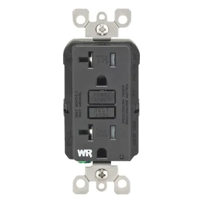 LEVITON GFI Receptacle: Decorator Duplex, 5-20, Black, GFCI, 125V AC, 20 A - General Purpose Receptacles