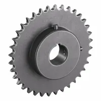 Steel fixed-bore sprocket for 1/2 in pitch roller chain. 36 teeth with 1 1/4 in bore. Used in power transmission systems for industrial machinery, conveyors, and agricultural equipment requiring torque transfer at moderate speeds