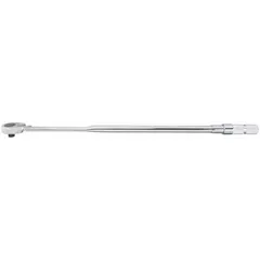 Ratcheting micrometer torque wrench with 3/4 in square drive, adjustable from 60 to 300 ft-lb. Tether capable. Used for tightening fasteners to specified torque values in industrial maintenance, heavy equipment assembly, and automotive repair.