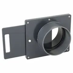 Blast gate designed for 6 in diameter ductwork, constructed of PVC material. Overall length of 6 3/8 in. Used to control airflow in dust collection and ventilation systems, allowing isolation or regulation of suction at specific branches.