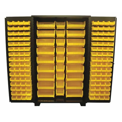 JAMCO Kabinet Tempat Sampah: 48 in x 24 in 78 in, 0 Rak, 155 Tempat Sampah, Kuning, Rata, Panel 14 ga - Standard Bin Cabinets