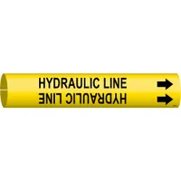 Pipe Marker: Hydraulic Line, Yellow, Black, Fits 4 to 6 in Pipe O.D., 1 Pipe Markers, With Arrows (MPN 4083-D)