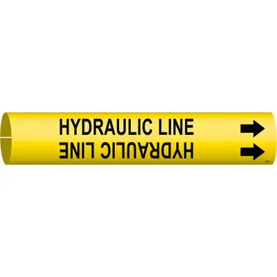 BRADY Pipe Marker: Hydraulic Line, Yellow, Black, Fits 4 to 6 in Pipe O.D., 1 Pipe Markers - Hydraulic Line Snap-On Pipe Markers