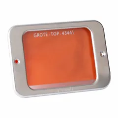 Aluminum housing with vinyl holder for securing vehicle documents. Overall length 7 1/4 inches. Used in commercial vehicles to display permits or registration.