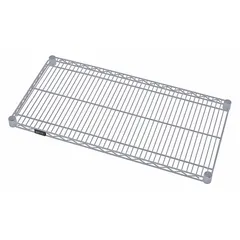 Steel wire shelf with antimicrobial epoxy coating for dry environments. Quick-adjust design allows tool-free height changes. Single shelf unit rated for 800 lb load capacity. Suitable for storage in commercial and industrial settings.