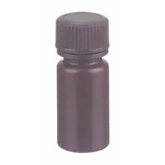 HDPE Narrow Mouth Round Lab Bottle, 4 mL, Amber, 13-425 mm Screw Closure, Attached Unlined Closure