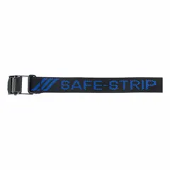 Hose bundling strap with hook-and-loop closure and stainless steel buckle. Black, 1 1/2 in overall width. Used for organizing and securing hoses, cables, or wires in industrial settings.
